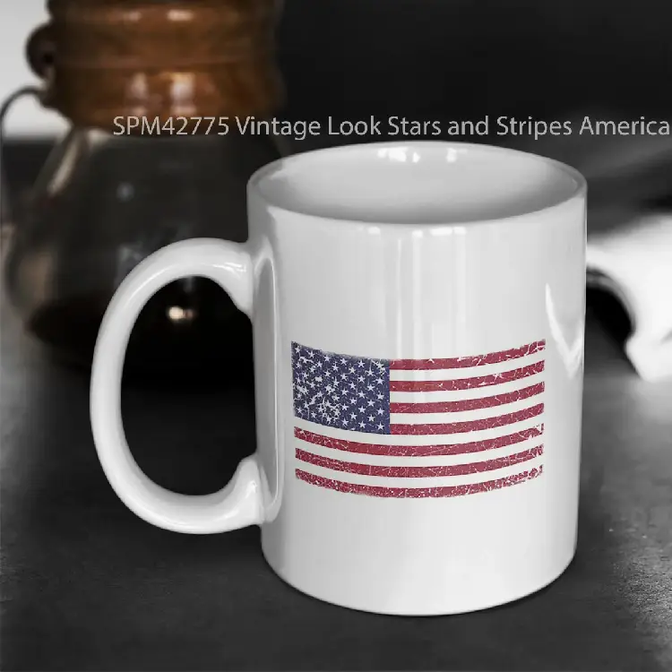 SPM42775 Vintage Look Stars and Stripes American Flag Gelas Keramik Supermug