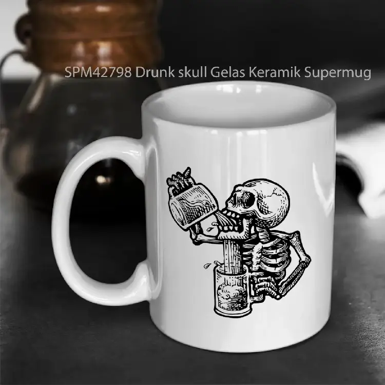 SPM42798 Drunk skull Gelas Keramik Supermug