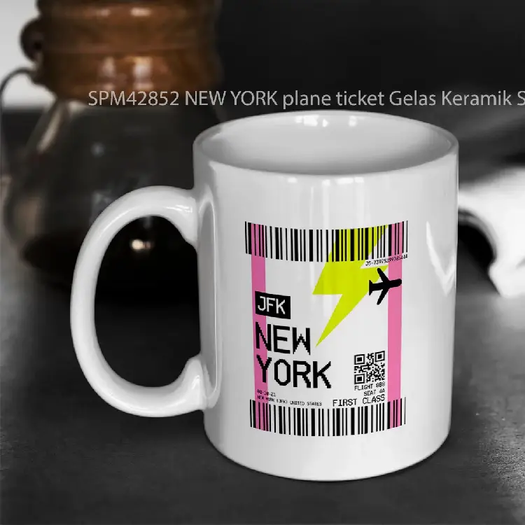 SPM42852 NEW YORK plane ticket Gelas Keramik Supermug