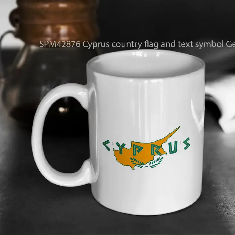 SPM42876 Cyprus country flag and text symbol Gelas Keramik Supermug