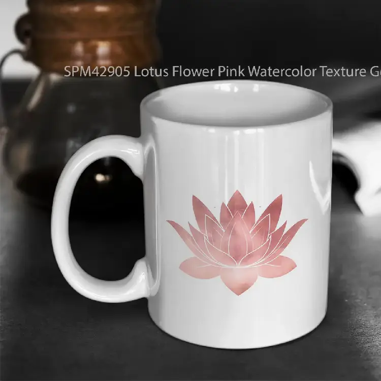 SPM42905 Lotus Flower Pink Watercolor Texture Gelas Keramik Supermug