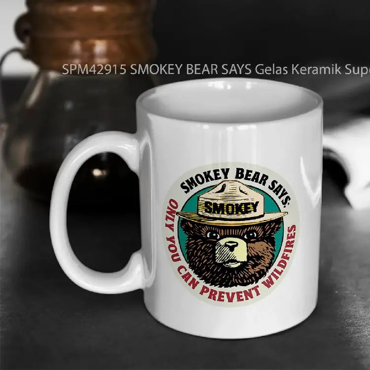 SPM42915 SMOKEY BEAR SAYS Gelas Keramik Supermug