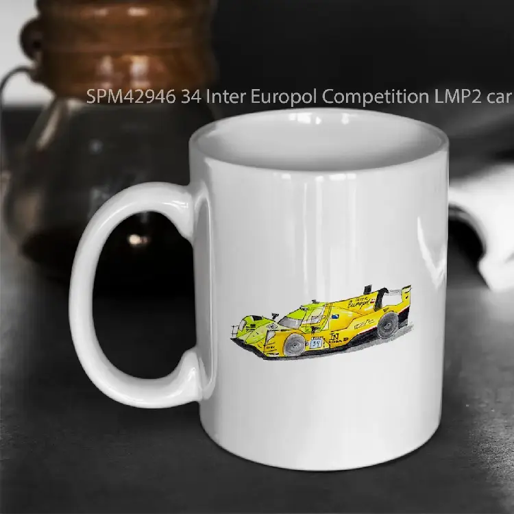 SPM42946 34 Inter Europol Competition LMP2 car Motorsport Watercolor Painting Gelas Keramik Supermug