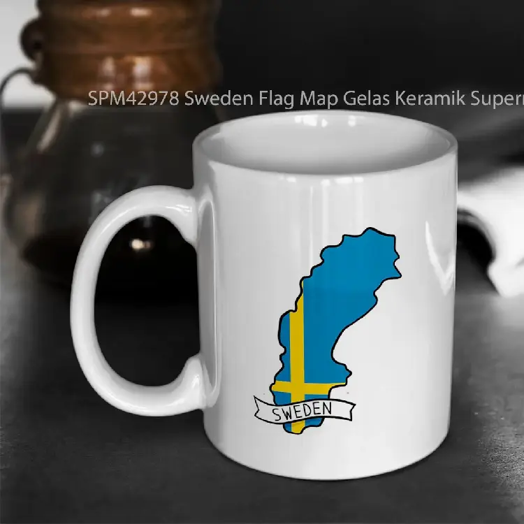 SPM42978 Sweden Flag Map Gelas Keramik Supermug