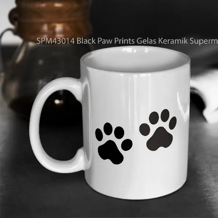SPM43014 Black Paw Prints Gelas Keramik Supermug