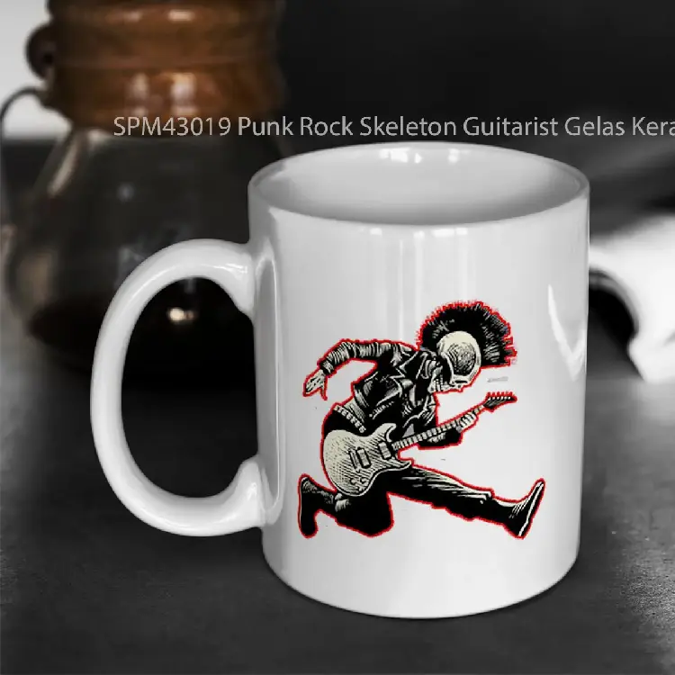 SPM43019 Punk Rock Skeleton Guitarist Gelas Keramik Supermug