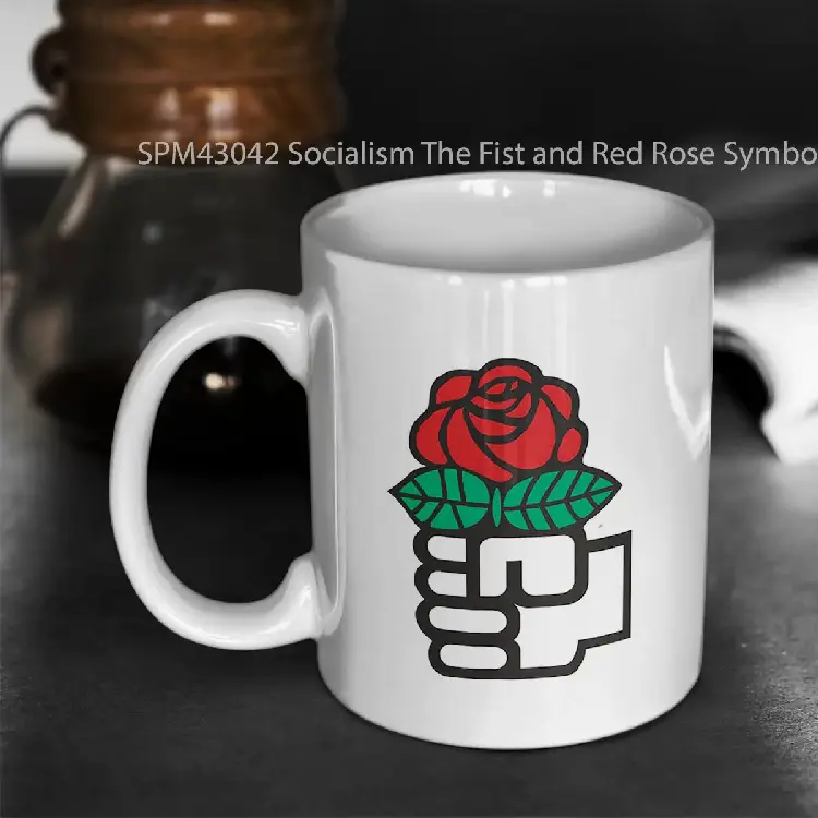SPM43042 Socialism The Fist and Red Rose Symbol Gelas Keramik Supermug