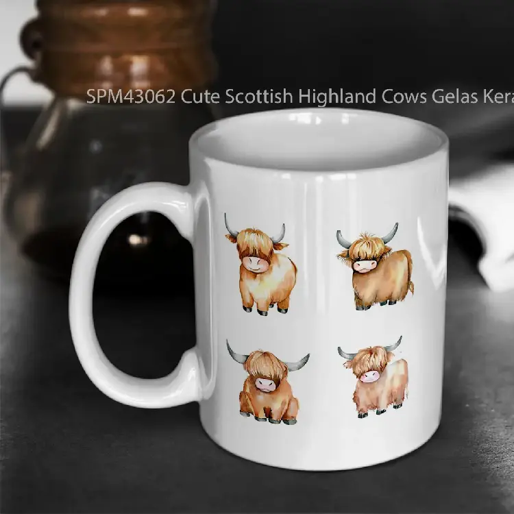 SPM43062 Cute Scottish Highland Cows Gelas Keramik Supermug