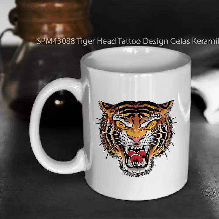 SPM43088 Tiger Head Tattoo Design Gelas Keramik Supermug