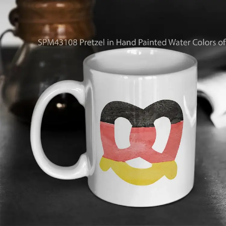 SPM43108 Pretzel in Hand Painted Water Colors of German Flag Gelas Keramik Supermug