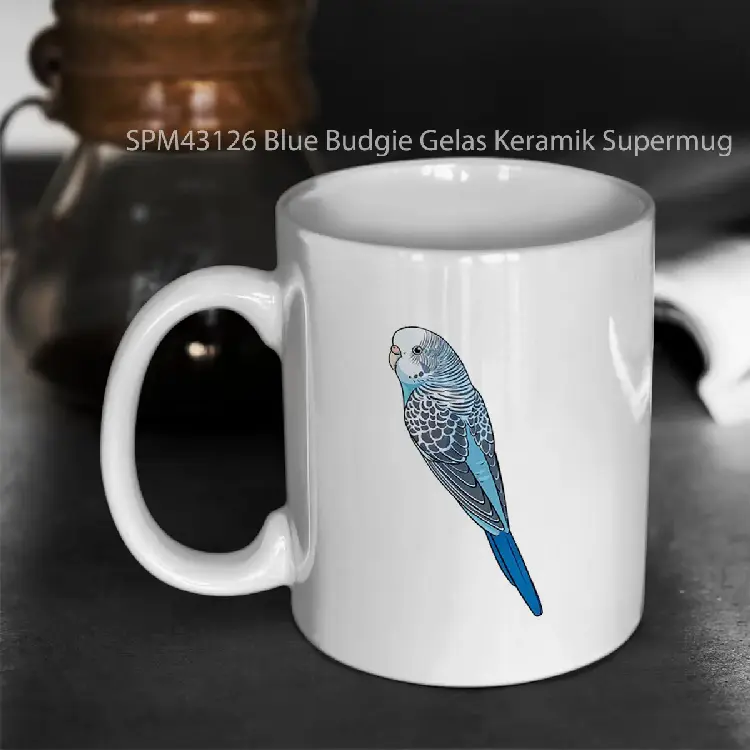 SPM43126 Blue Budgie Gelas Keramik Supermug