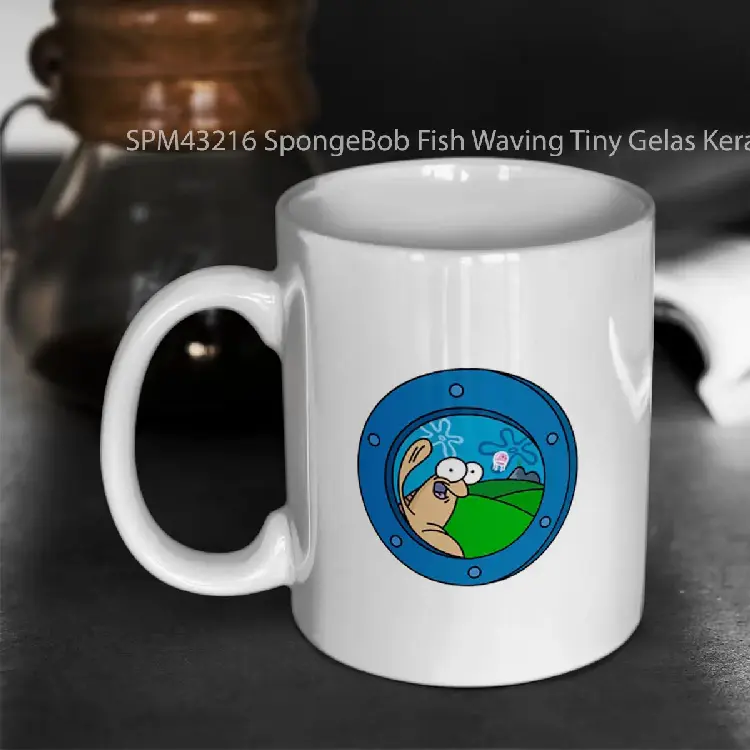 SPM43216 SpongeBob Fish Waving Tiny Gelas Keramik Supermug