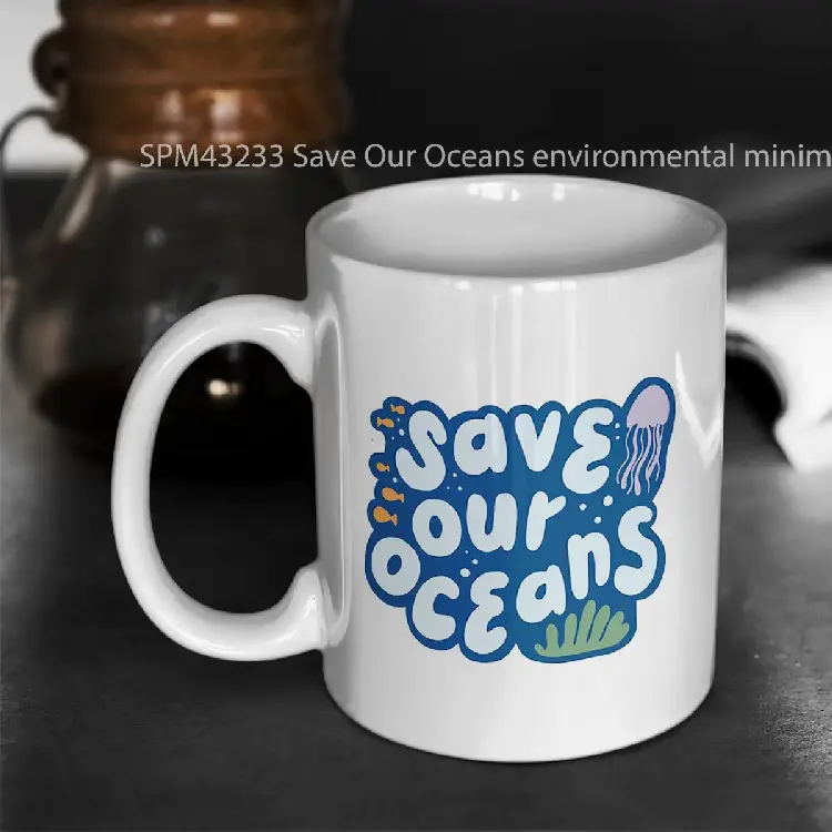 SPM43233 Save Our Oceans environmental minimalist Gelas Keramik Supermug