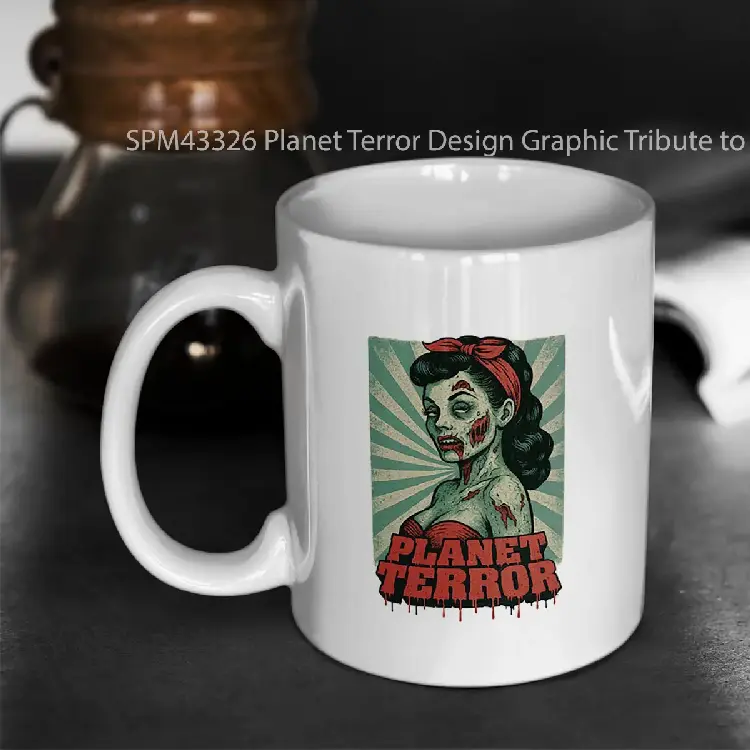 SPM43326 Planet Terror Design Graphic Tribute to Zombie B Movies Cult Fan Art Gelas Keramik Supermug