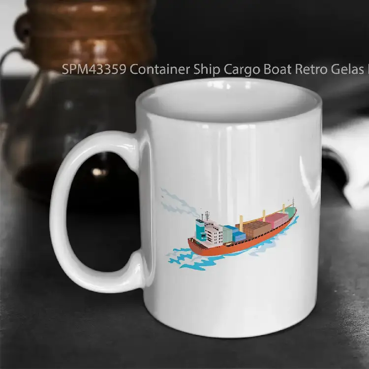 SPM43359 Container Ship Cargo Boat Retro Gelas Keramik Supermug