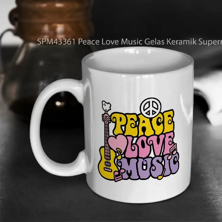 SPM43361 Peace Love Music Gelas Keramik Supermug