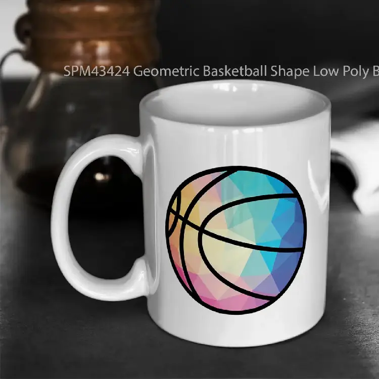 SPM43424 Geometric Basketball Shape Low Poly Basketball Gift Gelas Keramik Supermug