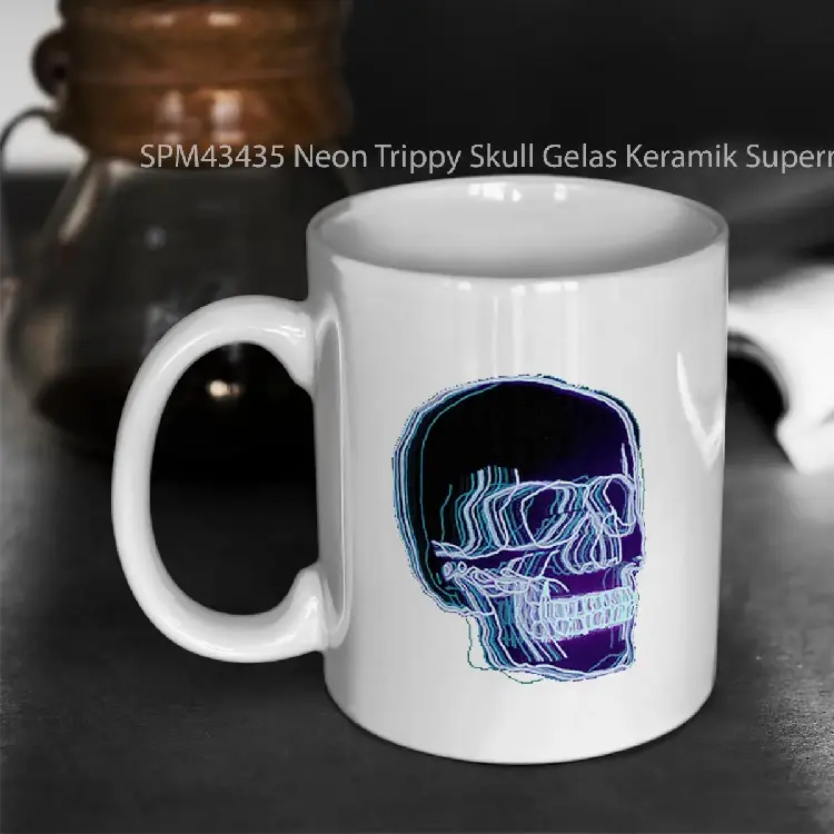 SPM43435 Neon Trippy Skull Gelas Keramik Supermug