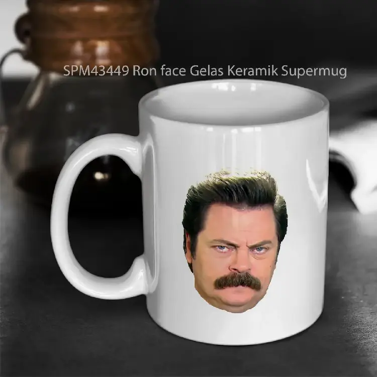 SPM43449 Ron face Gelas Keramik Supermug