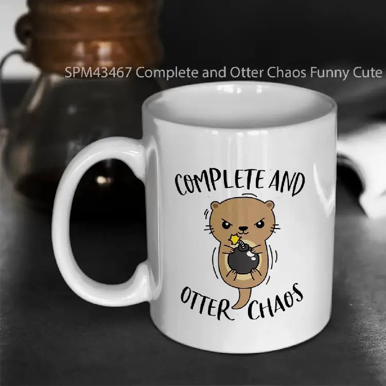 SPM43467 Complete and Otter Chaos Funny Cute Sea Otter Pun Gelas Keramik Supermug