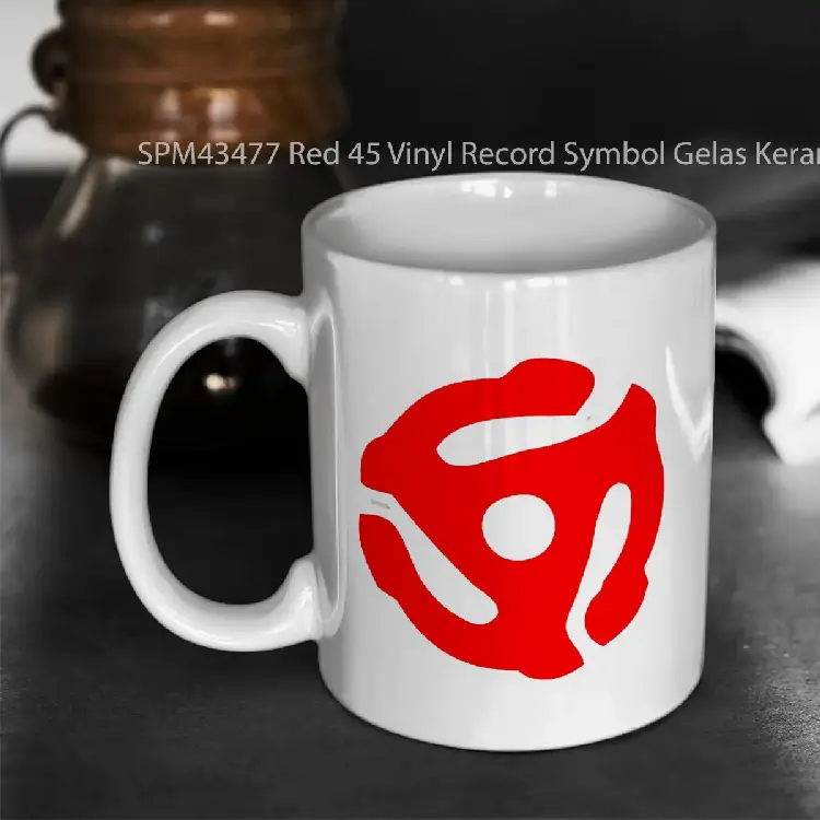 SPM43477 Red 45 Vinyl Record Symbol Gelas Keramik Supermug