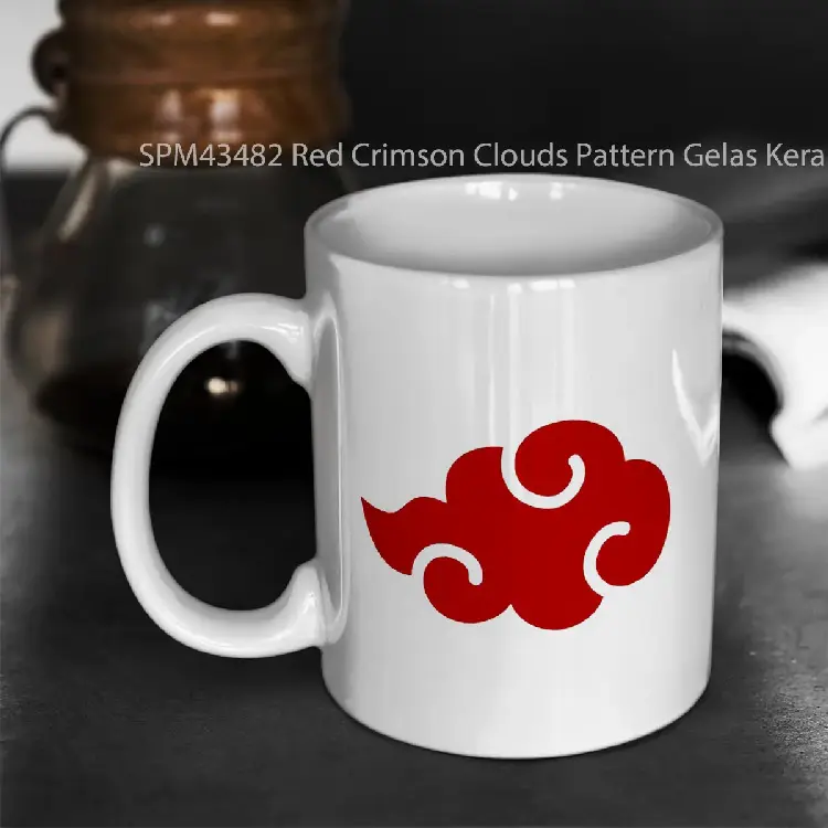 SPM43482 Red Crimson Clouds Pattern Gelas Keramik Supermug
