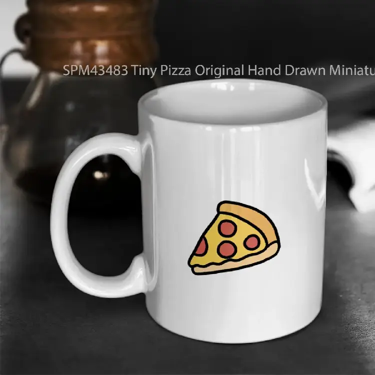 SPM43483 Tiny Pizza Original Hand Drawn Miniature Gelas Keramik Supermug