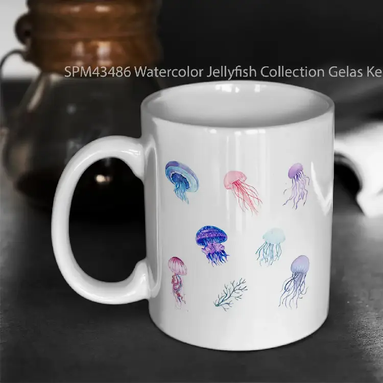 SPM43486 Watercolor Jellyfish Collection Gelas Keramik Supermug
