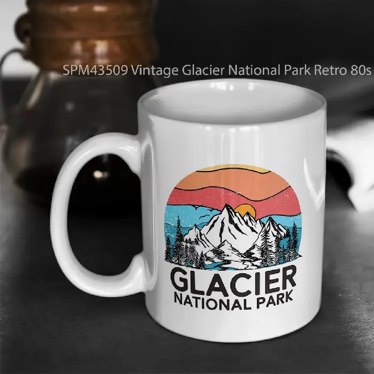 SPM43509 Vintage Glacier National Park Retro 80s Montana Mountain Gelas Keramik Supermug