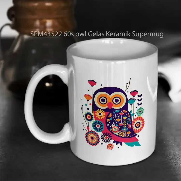 SPM43522 60s owl Gelas Keramik Supermug