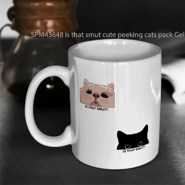 SPM43648 is that smut cute peeking cats pack Gelas Keramik Supermug