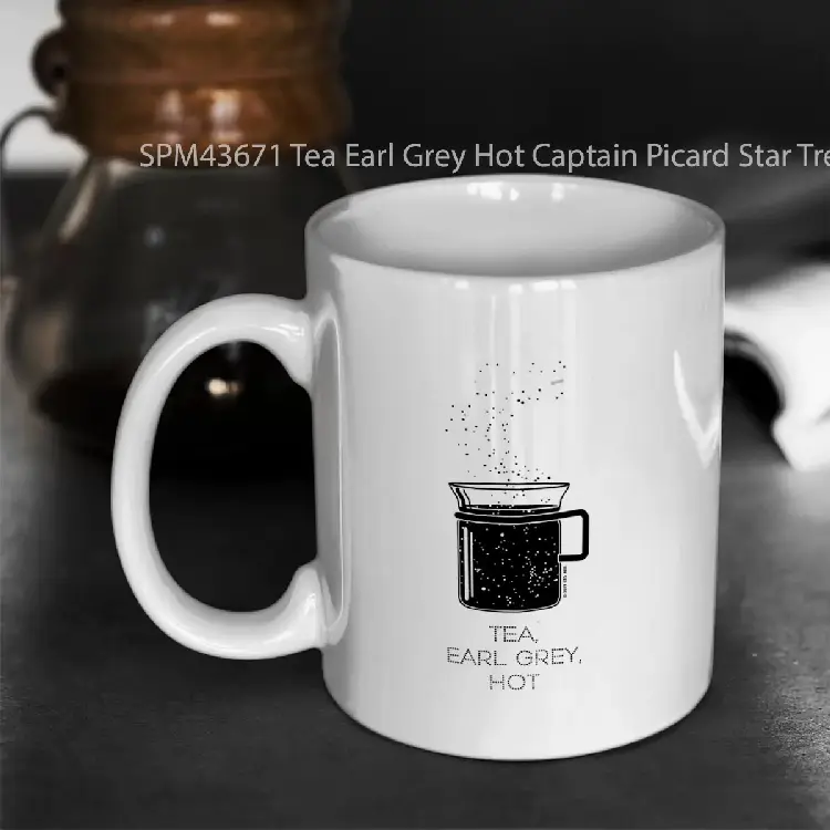 SPM43671 Tea Earl Grey Hot Captain Picard Star Trek TNG Star field light backgrounds Gelas Keramik Supermug