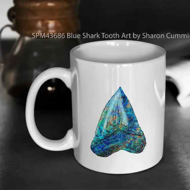 SPM43686 Blue Shark Tooth Art by Sharon Cummings Gelas Keramik Supermug