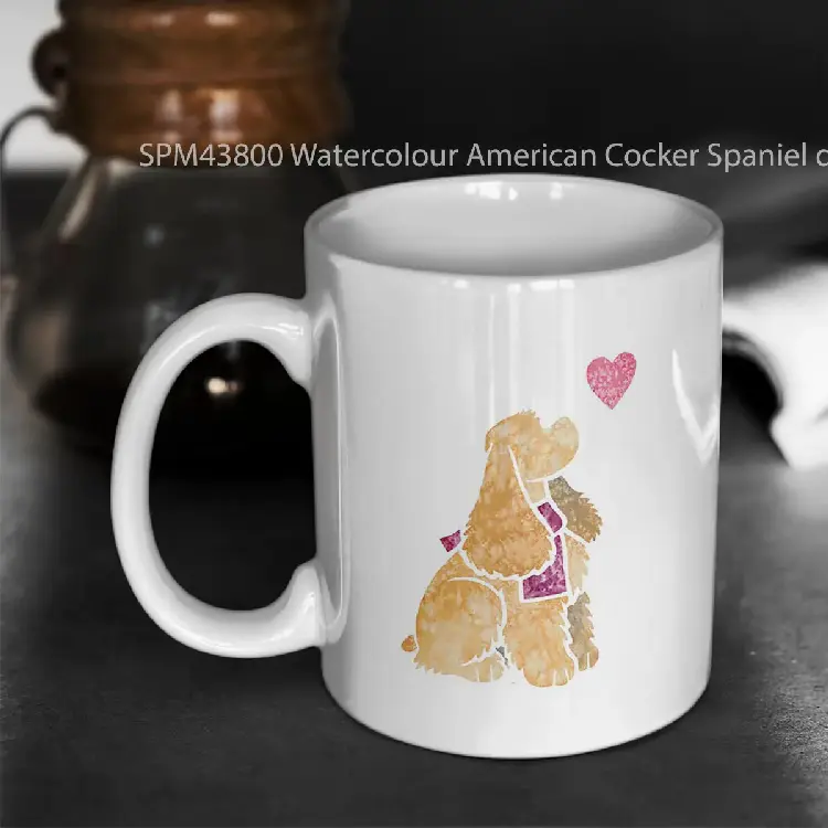 SPM43800 Watercolour American Cocker Spaniel dog buff Gelas Keramik Supermug
