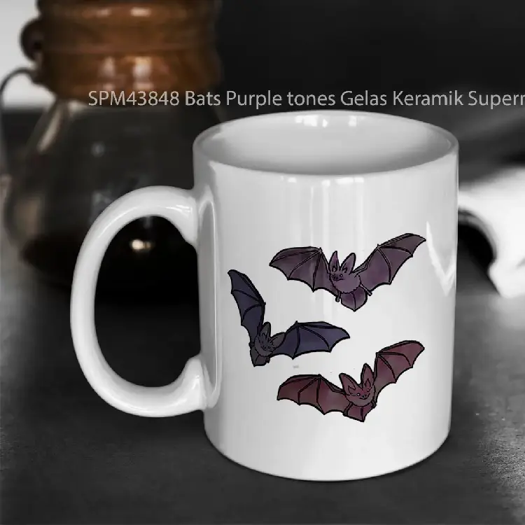 SPM43848 Bats Purple tones Gelas Keramik Supermug