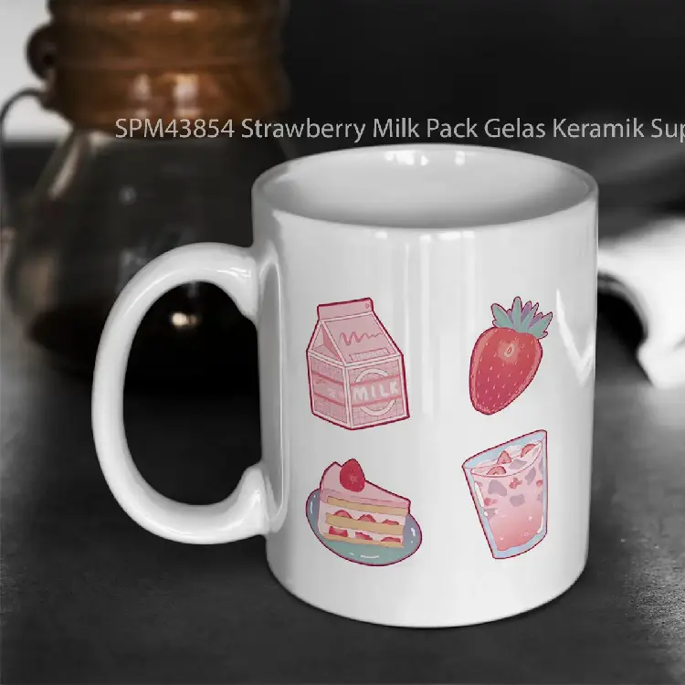 SPM43854 Strawberry Milk Pack Gelas Keramik Supermug