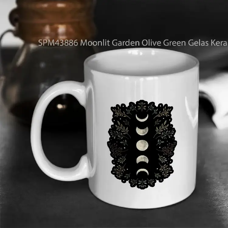 SPM43886 Moonlit Garden Olive Green Gelas Keramik Supermug