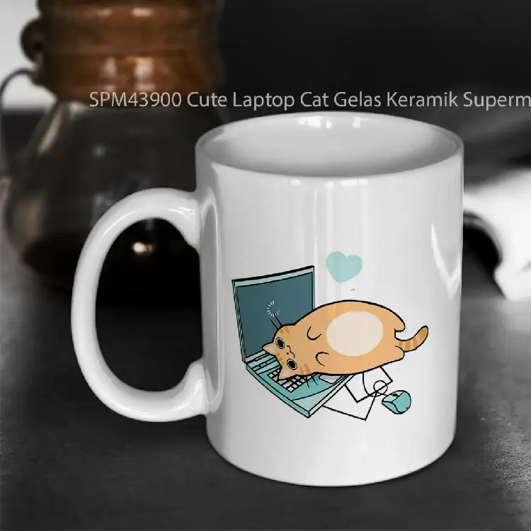 SPM43900 Cute Laptop Cat Gelas Keramik Supermug