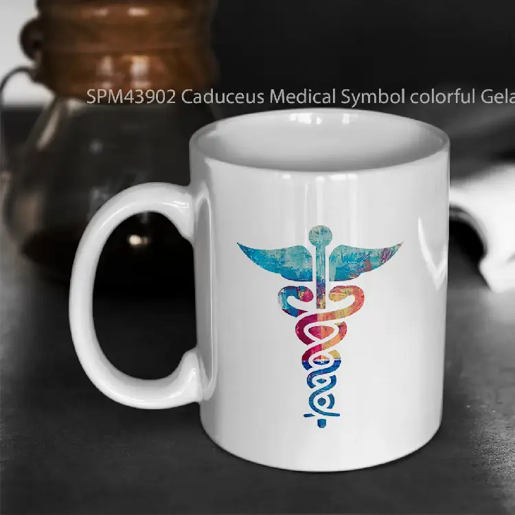 SPM43902 Caduceus Medical Symbol colorful Gelas Keramik Supermug
