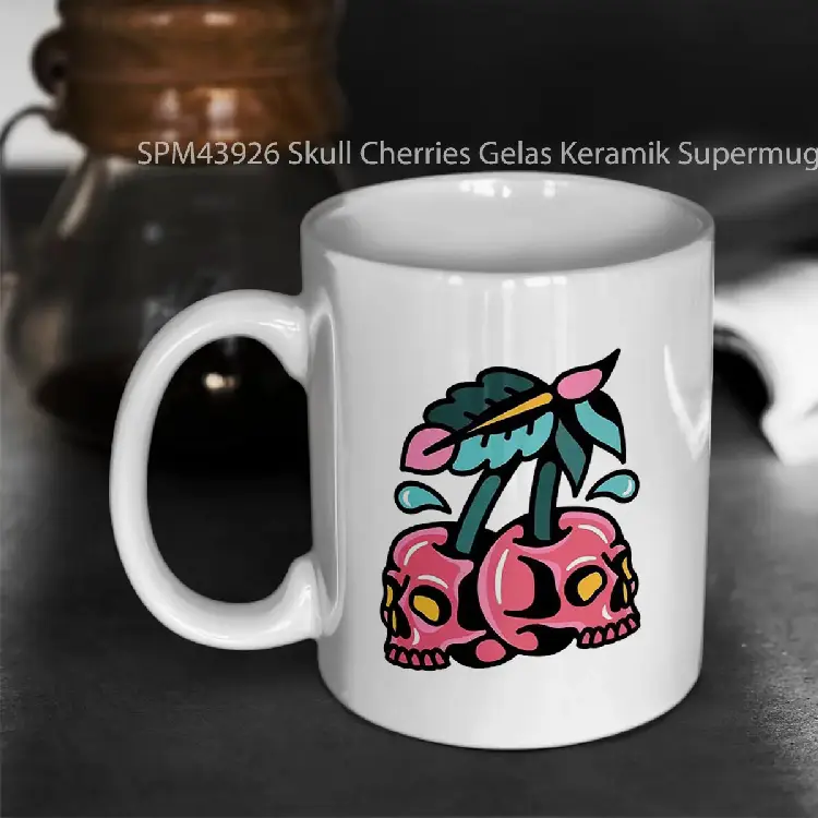 SPM43926 Skull Cherries Gelas Keramik Supermug