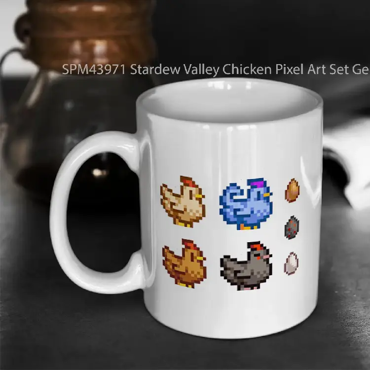SPM43971 Stardew Valley Chicken Pixel Art Set Gelas Keramik Supermug
