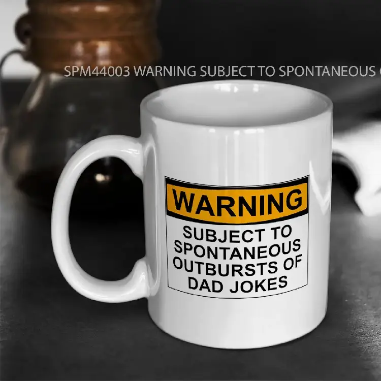 SPM44003 WARNING SUBJECT TO SPONTANEOUS OUTBURSTS OF DAD JOKES Gelas Keramik Supermug