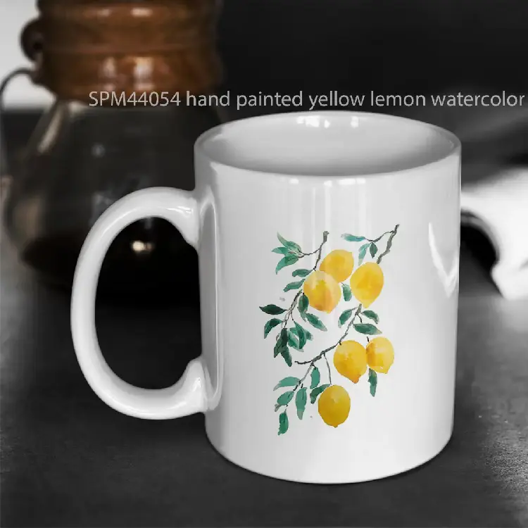SPM44054 hand painted yellow lemon watercolor Gelas Keramik Supermug