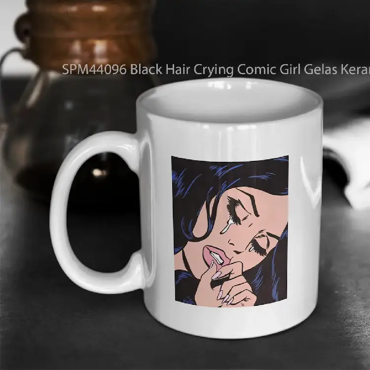 SPM44096 Black Hair Crying Comic Girl Gelas Keramik Supermug