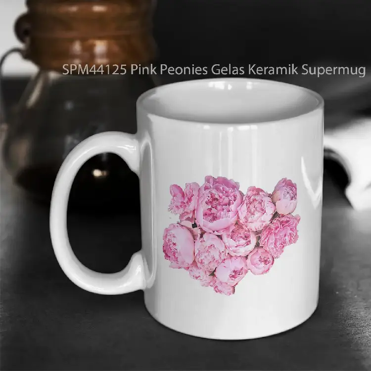 SPM44125 Pink Peonies Gelas Keramik Supermug