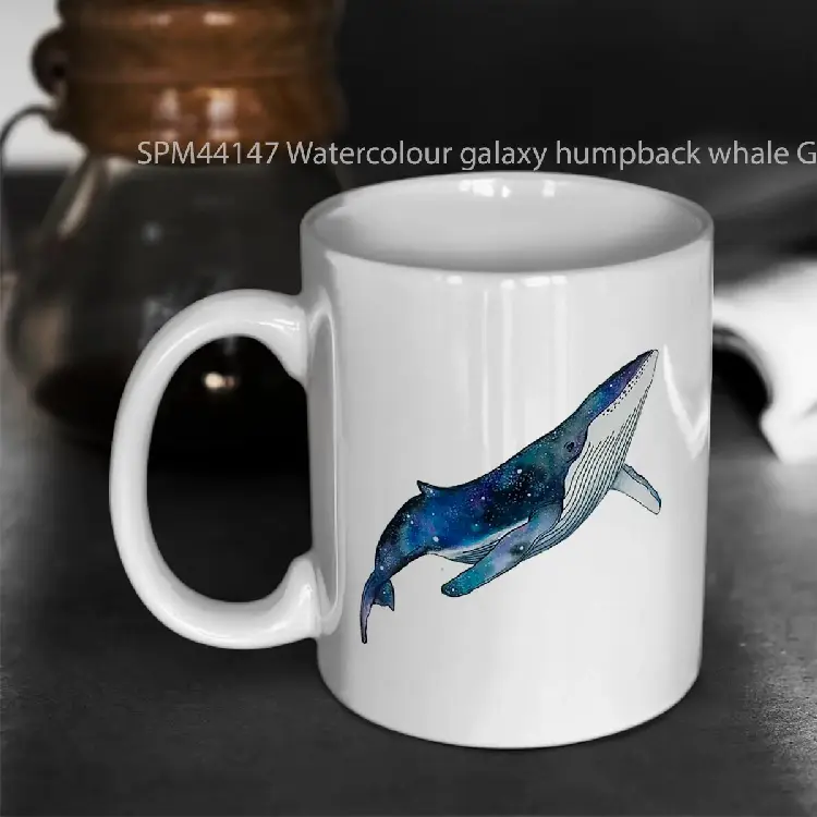 SPM44147 Watercolour galaxy humpback whale Gelas Keramik Supermug