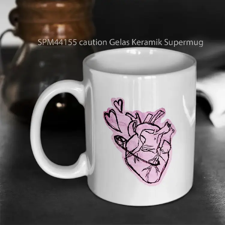 SPM44155 caution Gelas Keramik Supermug