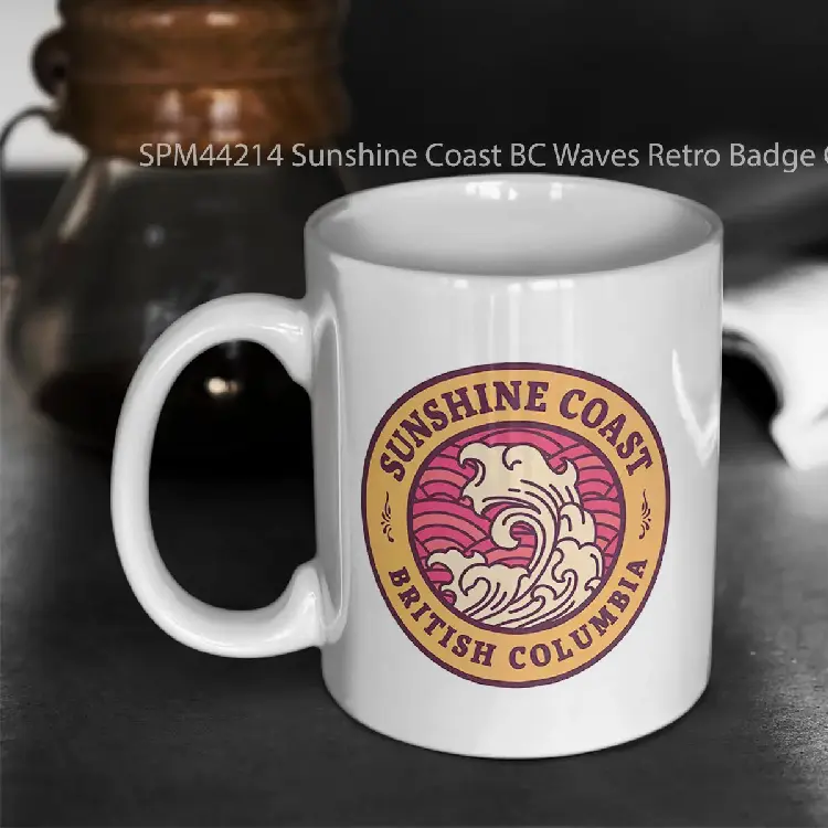 SPM44214 Sunshine Coast BC Waves Retro Badge Gelas Keramik Supermug