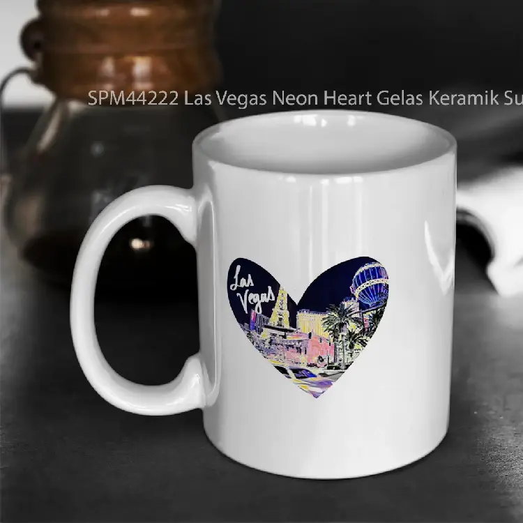 SPM44222 Las Vegas Neon Heart Gelas Keramik Supermug