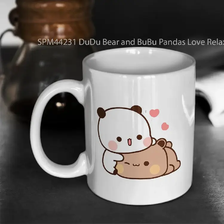 SPM44231 DuDu Bear and BuBu Pandas Love Relaxing Moment Gelas Keramik Supermug